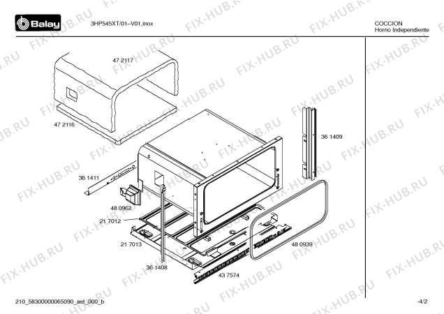 Схема №1 3HP545XT с изображением Передняя часть корпуса для плиты (духовки) Bosch 00437582