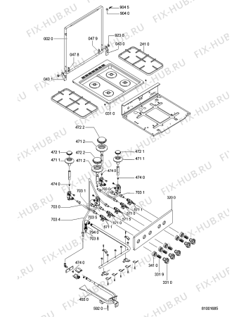 Схема №1 ACF 980 WH/2 с изображением Фиксатор для плиты (духовки) Whirlpool 481240448715