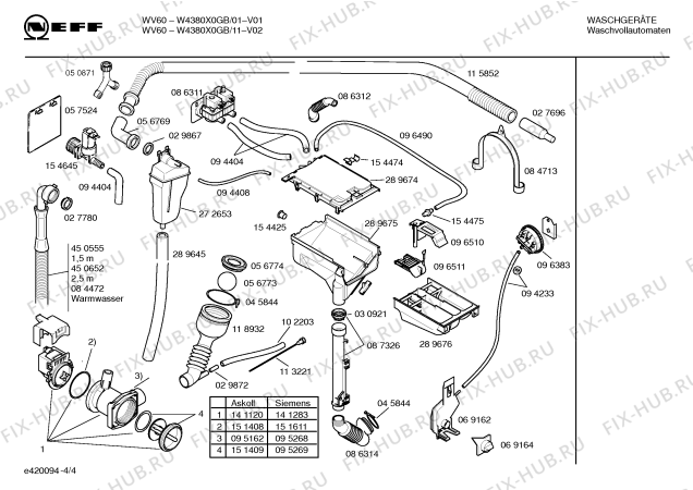 Взрыв-схема стиральной машины Neff W4380X0GB WV60 - Схема узла 04