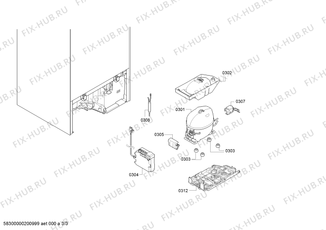 Взрыв-схема холодильника Bosch KIR21VF40 - Схема узла 03