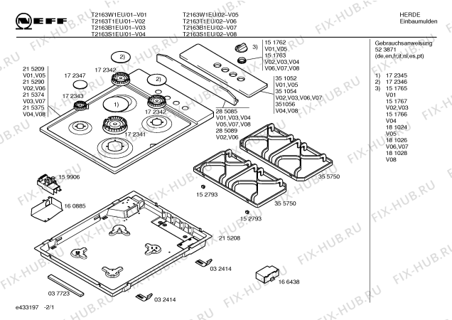 Схема №1 T2123T1EU с изображением Декоративная панель для плиты (духовки) Bosch 00285089