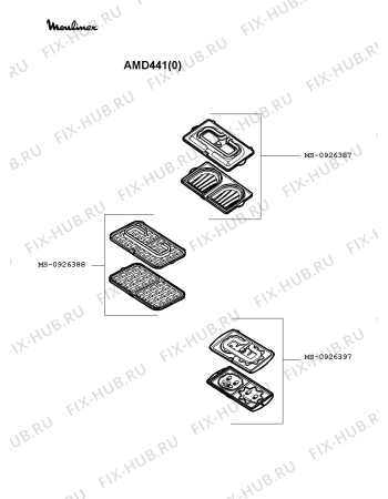 Взрыв-схема вафельницы (бутербродницы) Moulinex AMD441(0) - Схема узла TP002249.3P2