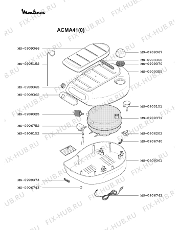 Взрыв-схема утюга (парогенератора) Moulinex ACMA41(0) - Схема узла PP002220.1P2