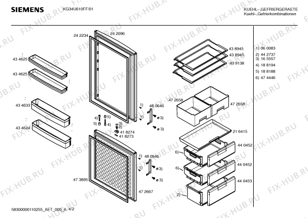 Схема №2 KG34U610FF с изображением Инструкция по эксплуатации для холодильной камеры Siemens 00690400
