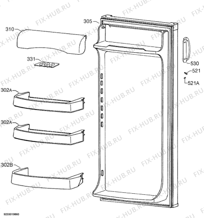 Взрыв-схема холодильника Zanker ZKK2507S - Схема узла Door 003