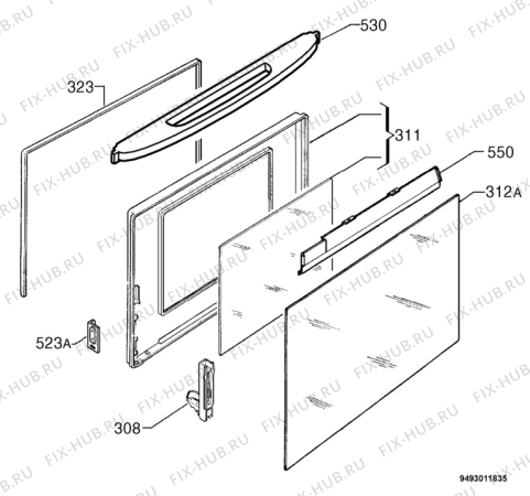 Взрыв-схема плиты (духовки) Zanussi ZHM761PN/I - Схема узла Door 003