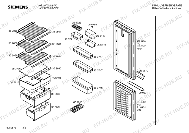 Схема №2 KG24V50 FESTIVAL с изображением Дверь для холодильной камеры Siemens 00236020