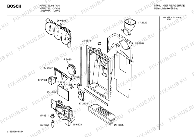 Схема №3 KGU57990 с изображением Панель для холодильной камеры Bosch 00266813