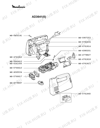 Взрыв-схема блендера (миксера) Moulinex AD3641(0) - Схема узла 2P000702.2P2