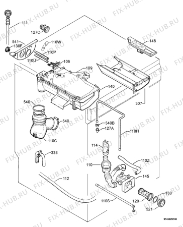 Взрыв-схема стиральной машины Zanussi Electrolux ZWD1272W - Схема узла Hydraulic System 272