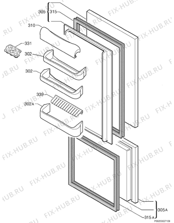 Взрыв-схема холодильника Zanussi ZI3102A - Схема узла Door 003