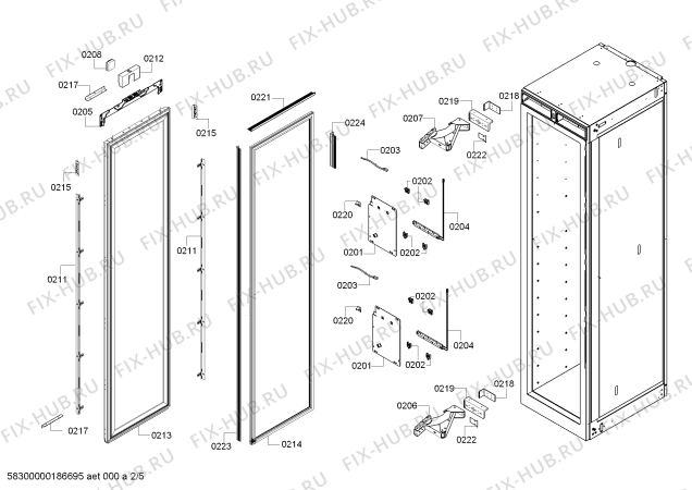 Схема №4 T18IW800SP с изображением Дверь для холодильной камеры Bosch 00711021