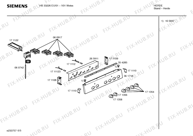 Взрыв-схема плиты (духовки) Siemens HS33226EU - Схема узла 05