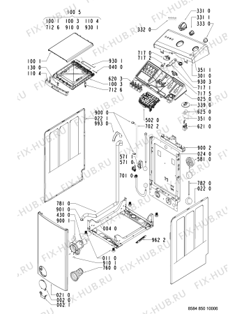 Схема №1 PWA 850 A с изображением Обшивка для стиралки Whirlpool 481245215602