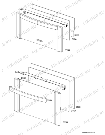 Взрыв-схема плиты (духовки) Aeg 17166GT-MN - Схема узла Door