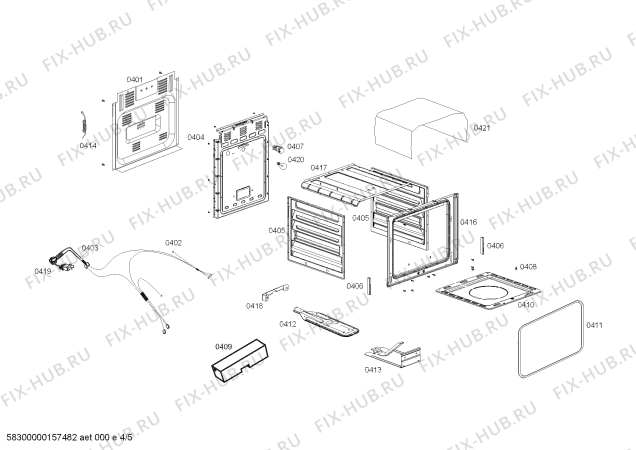 Взрыв-схема плиты (духовки) Bosch HSG18I22SC COCINA BOSCH PRO6000 INOX L60 220V/50-60Hz - Схема узла 04