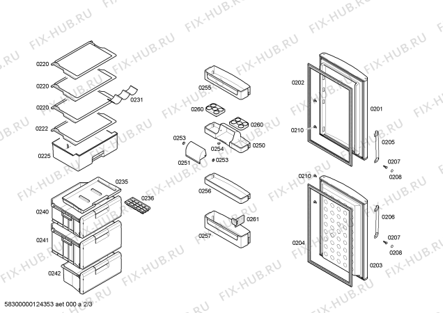 Взрыв-схема холодильника Bosch KGV34X05 - Схема узла 02