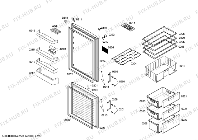 Схема №1 KGV36X47 с изображением Дверь морозильной камеры для холодильника Bosch 00682187