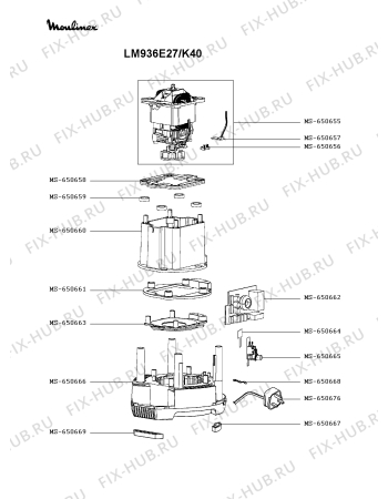 Взрыв-схема блендера (миксера) Moulinex LM936E27/K40 - Схема узла 0P005626.8P2