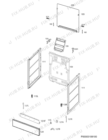 Взрыв-схема плиты (духовки) Electrolux EKG960100W - Схема узла Housing 001