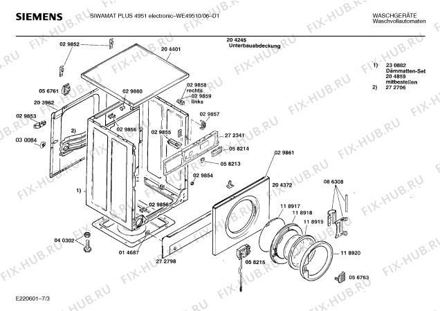Схема №3 WE49510 SIWAMAT PLUS 4951 ELECTRONIC с изображением Вставка для ручки для стиралки Siemens 00088630