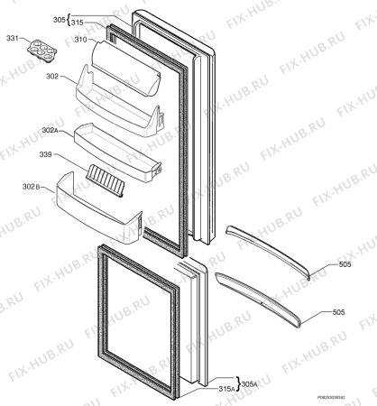 Взрыв-схема холодильника Electrolux ENB34010W1 - Схема узла Door 003