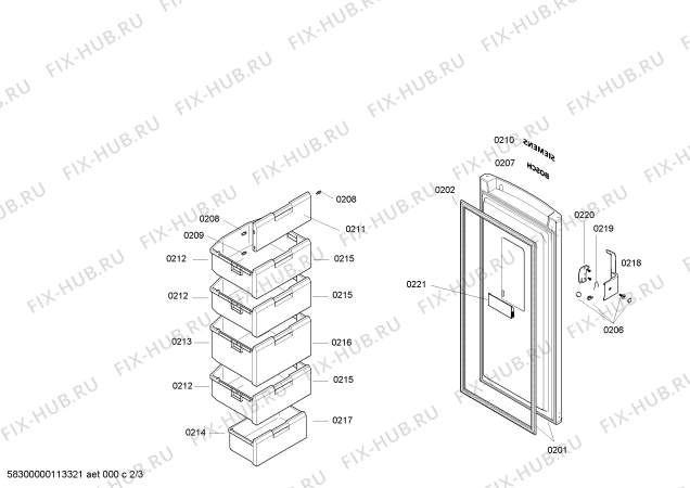 Взрыв-схема холодильника Constructa CE206N00 - Схема узла 02