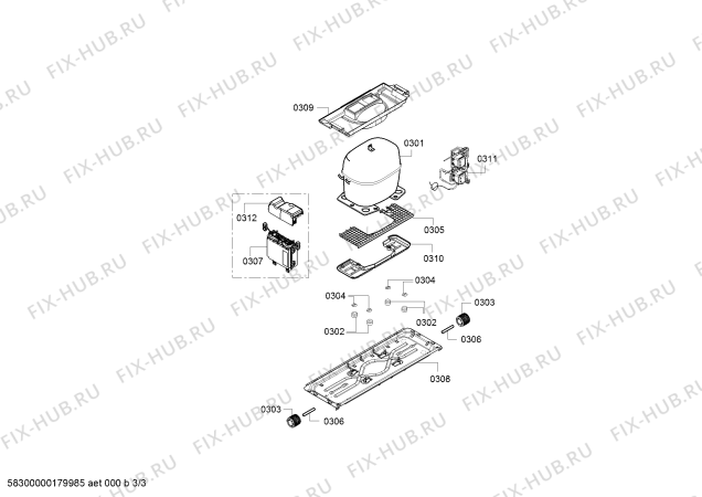Взрыв-схема холодильника Bosch KGE39EW43 Bosch - Схема узла 03