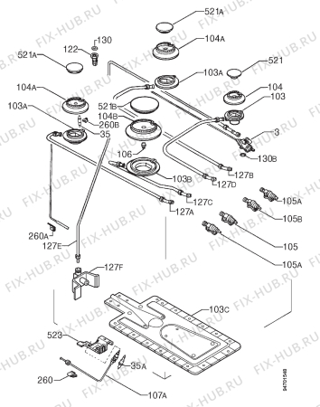 Взрыв-схема плиты (духовки) Arthurmartinelux CG5040 - Схема узла Functional parts 267