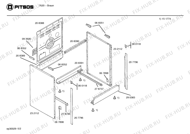 Схема №1 7620 с изображением Переключатель для плиты (духовки) Bosch 00060423