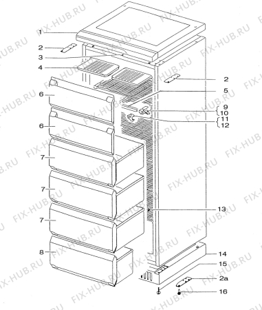 Взрыв-схема холодильника Electrolux GSR3000 - Схема узла Housing 001