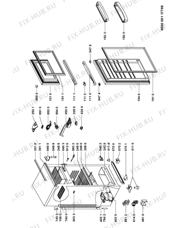Схема №1 ART 284/H с изображением Часть корпуса для холодильной камеры Whirlpool 481240478622