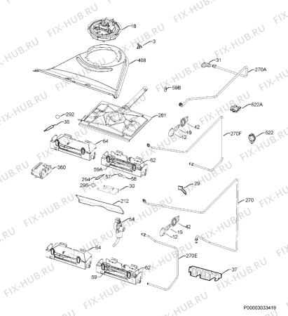 Взрыв-схема плиты (духовки) Zanussi ZCG661GWC - Схема узла Functional parts