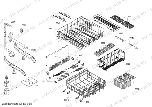 Взрыв-схема посудомоечной машины Bosch SGS47M32EU Pro Party Silence - Схема узла 06