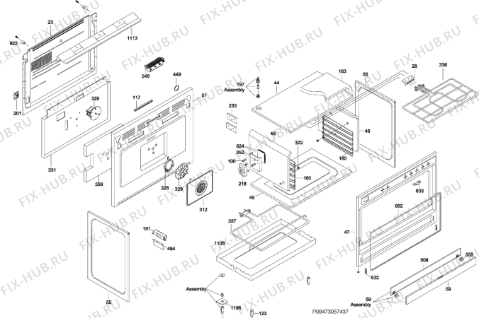 Взрыв-схема плиты (духовки) Electrolux EKP90451X - Схема узла Section 2