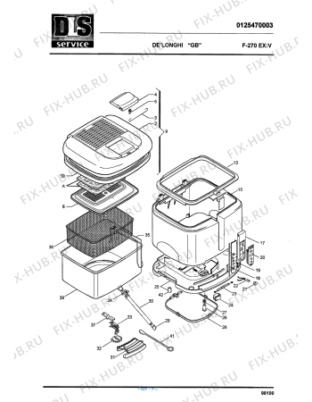 Схема №1 F270 EX:V с изображением Покрытие для электрофритюрницы DELONGHI 7325105500
