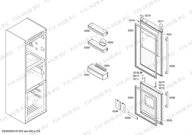 Схема №2 K5660X2 с изображением Дверь морозильной камеры для холодильника Bosch 00687929