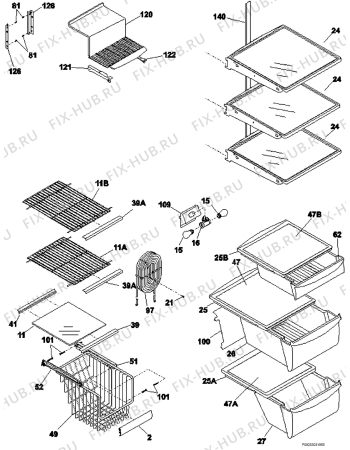 Взрыв-схема холодильника Electrolux ERL6296SK4 - Схема узла Housing, inner