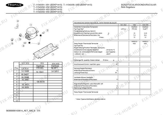 Взрыв-схема холодильника Profilo T-11543 - Схема узла 03