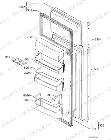 Взрыв-схема холодильника Aeg S2185-7DT - Схема узла Door 003