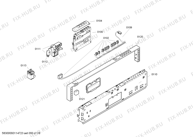 Схема №3 SGV55M73EU с изображением Набор кнопок для посудомойки Bosch 00601853