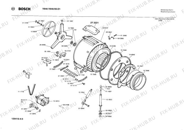 Взрыв-схема стиральной машины Bosch V646 - Схема узла 03