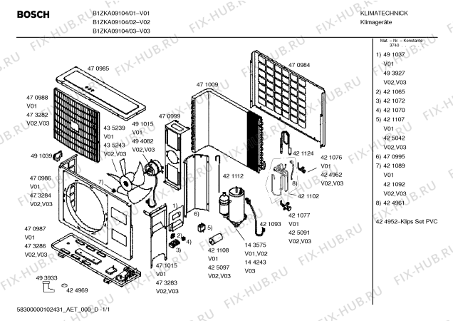 Схема №1 B1ZKA12105 с изображением Крыльчатка для климатотехники Bosch 00435239