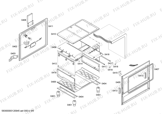 Взрыв-схема плиты (духовки) Bosch HSK66I83E9 P4 76 PS INOX GE 127V (CKD) - Схема узла 04