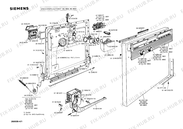 Схема №1 WG4602 LADY 460 с изображением Переключатель для посудомоечной машины Siemens 00040817