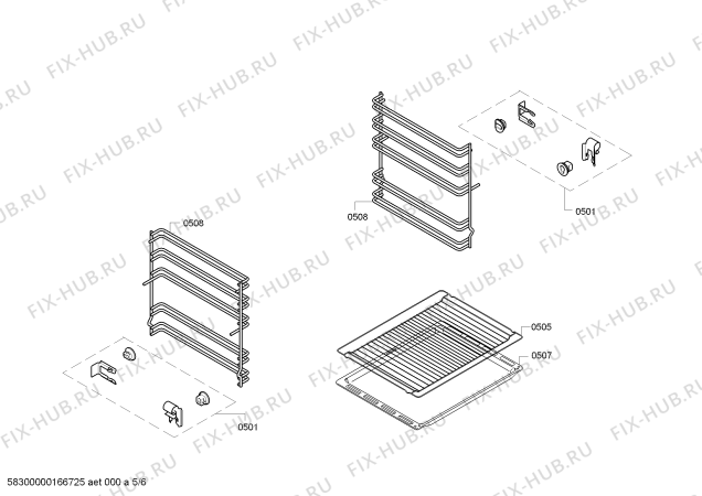 Взрыв-схема плиты (духовки) Siemens HP22B510Q - Схема узла 05