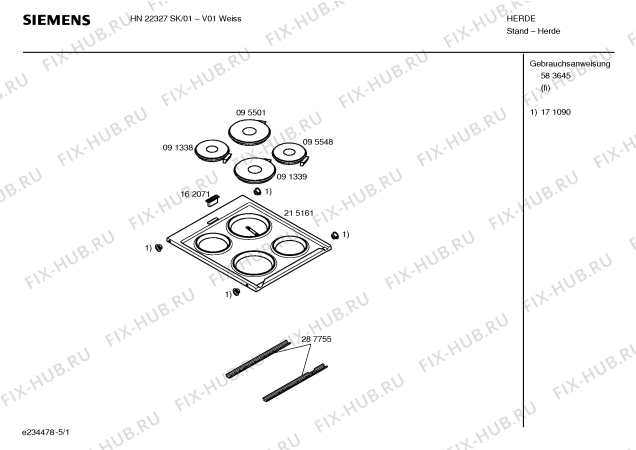 Схема №1 HN22327SK с изображением Ручка управления духовкой для духового шкафа Siemens 00417820