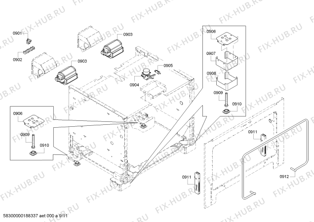 Схема №4 PRD364NLGC с изображением Кабель для плиты (духовки) Bosch 12006460