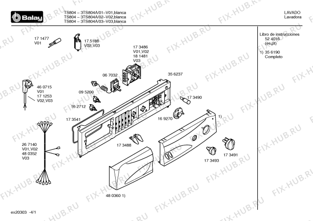 Схема №3 3TS803A TS803 с изображением Ручка для стиралки Bosch 00480360