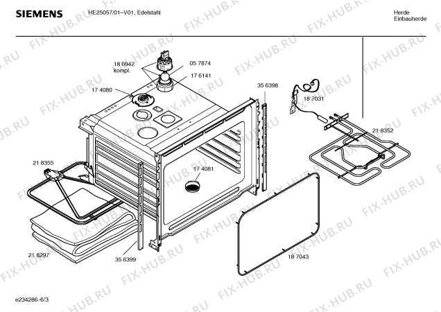 Взрыв-схема плиты (духовки) Siemens HE25057 - Схема узла 03
